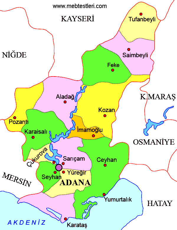 Adana ilçeleri haritası