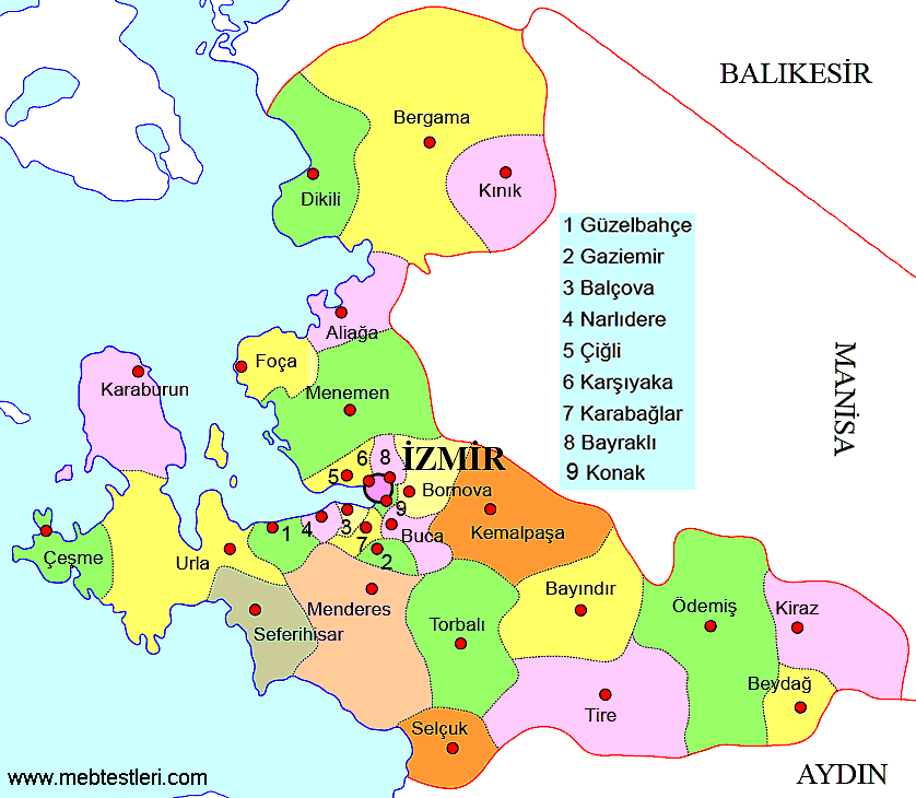 İzmir ilçeleri haritası