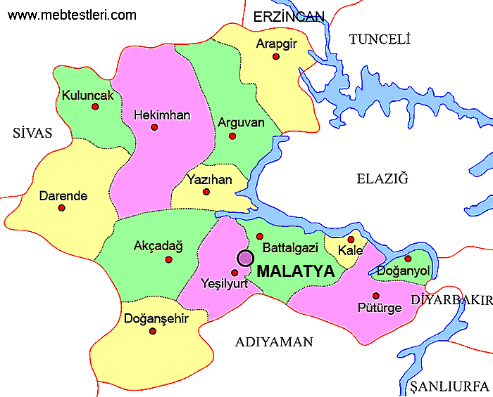 Malatya ilçeleri haritası