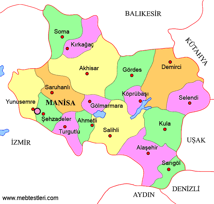 Manisa ilçeleri haritası