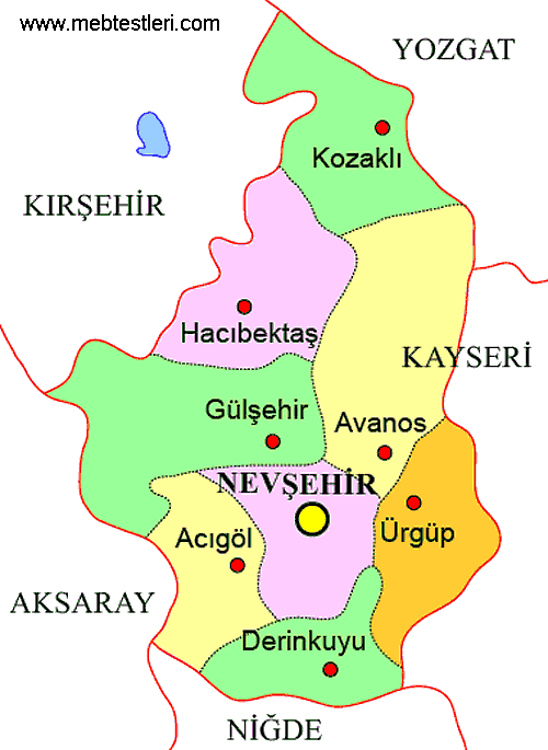 Nevşehir ilçeleri haritası