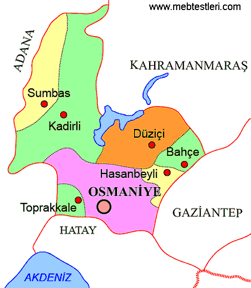 osmaniye ilçeleri haritası